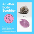 Boie USA Body Scrubber with Handle - Hygienic, Exfoliating Loofah Alternative - Feels Like Silicone Scrubber Gentle on Sensitive Skin,
