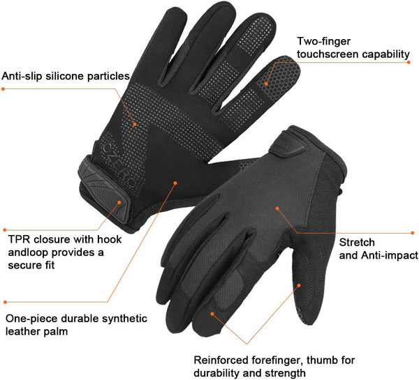 OZERO Work Gloves Men Women, Mechanic Gloves with Touchscreen Grip, Synthetic Leather Palm, Breathable Flex Fit, EN388 Tested Large (Pack of 1) 1 Pair