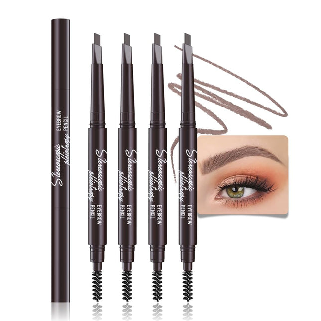 4 Pcs Ultimate Eyebrow Retractable Definer Pencils,Dual-Sided Natural Soft Textured Eyebrow Pencil, for Daily Look Eyebr