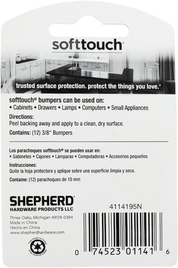 SoftTouch 3/8" Hexagon Self-Stick Noise Dampening Foam Cabinet Bumpers, 12 Pack, Tan, 12 Piece