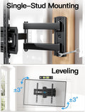 Pipishell Full Motion TV Wall Mount for Most 26-60 Inch Flat & Curved Tvs up to 77 Lbs, Adjustable Bracket Height, Single Articulating Arm,