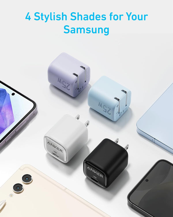 Anker 25W USB C Charger Block, Compact Foldable Type C Charger with PPS | Fast Charging for Galaxy S24/Z Fold/Z Flip/Tab, iPhone 17/16 Series,