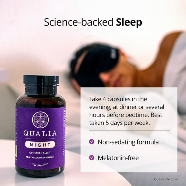 NEUROHACKER COLLECTIVE Qualia Night Sleep Aid | Non-Habit Forming | Science-Backed Supplement for Deep Refreshing Sleep | Melatonin-Free, Vegan,