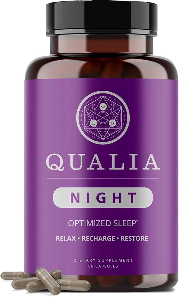 NEUROHACKER COLLECTIVE Qualia Night Sleep Aid | Non-Habit Forming | Science-Backed Supplement for Deep Refreshing Sleep | Melatonin-Free, Vegan,