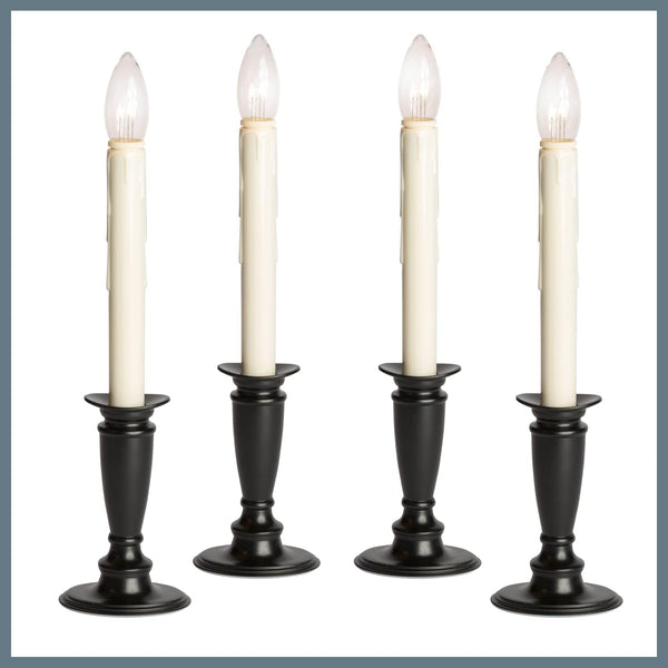 Celestial Lights Set of 4 Battery Operated Window Candles with Remote Control - (Black Onyx) Black Onyx Remote Control