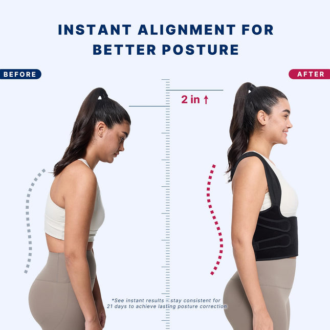 Fit Geno Back Brace Posture Corrector for Women and Men, Shoulder Straightener, 