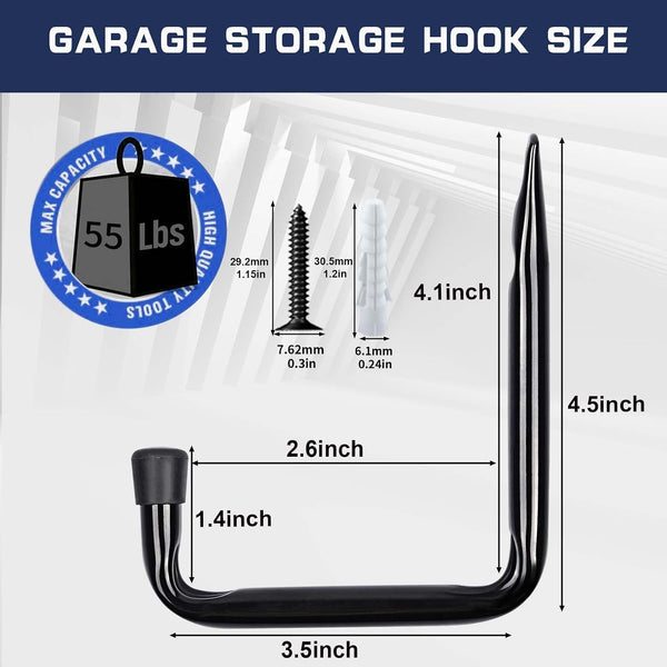 Dreecy J Utility Hooks for Hanging Heavy Duty Garage Storage Utility Hooks for Garage Wall, Color Black, 6 Pack Small 6 Pack Black