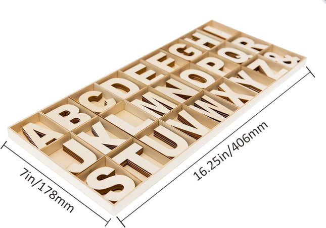 FROSTDONKEY 162 Pieces 2 Inch Unfinished Wooden Craft Letters with Storage Tray, 2 in Small Wooden Alphabet Letters for 