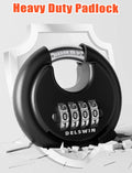 DELSWIN 4-Digit Disc Combination Lock Outdoor - Heavy Duty Combination Padlocks with Hardened Steel Shackle Weatherproof Combo Locks for
