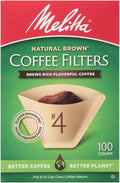 Melitta #4 Unbleached Coffee Filters, Premium, Natural Brown, Flavor Enhancing Coffee Filters for 8-12 Cup Coffee Makers, Kosher Certified,