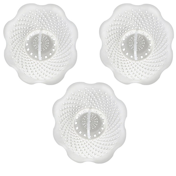 DANCO Tub Drain Protector Hair Catcher | Strainer | Bathtub Drain Snake, Snare and Auger | Hair Drain Clog Prevention | 3-Pack (10876), White