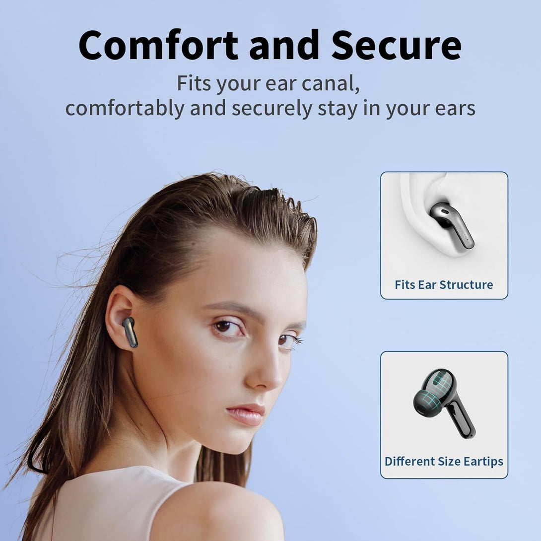 TAGRY Bluetooth Headphones True Wireless Earbuds 60H Playback LED Power Display Earphones with Wireless Charging Case IPX5 Waterproof In-Ear Ear Buds with Mic for TV Smart Phone Laptop Computer Sports