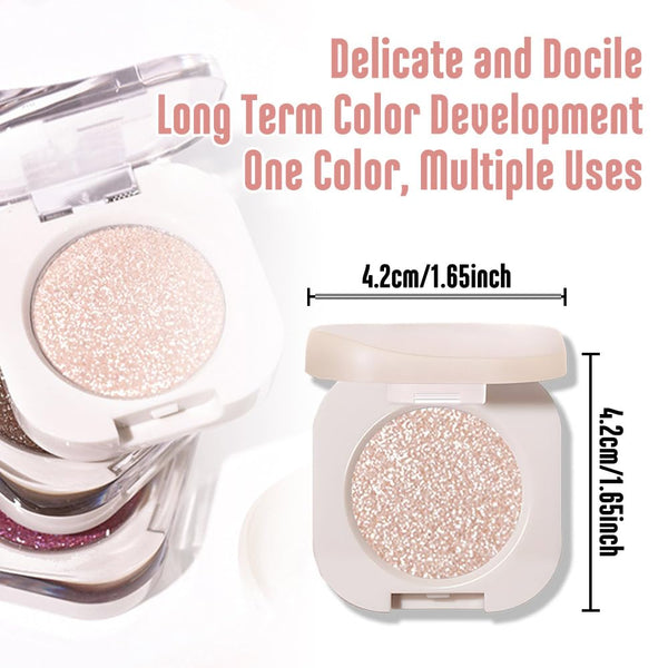 Glitter Shimmer Sparkle Eyeshadow Palette Makeup for Green Blue Eyes, Pearl White Silver Glitter Shimmer Metallic Holographic Multichrome Cream