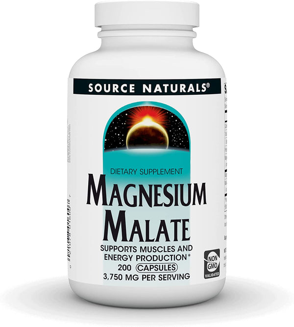 Source Naturals Magnesium Malate, Supports Muscles and Energy Production*, 3750 MG - 200 Capsules