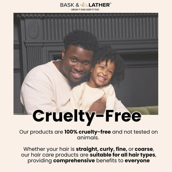 BASK & LATHER Beard Growth Oil, Frizz Free Hair Oil for Men Beard Care with Vitamins & Natural Ingredients to Hydrate, Smooth & Soften for Shiny,