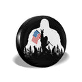 Bigfoot American Flag Camping Spare Tire Cover Wheel Protectors Weatherproof Wheel Covers Universal Fit for Trailer Rv SUV Truck Camper Travel