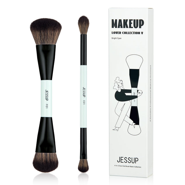 Jessup Makeup Brushes 2Pcs Double Sided Foundation Brush Contour Brush Dual Ende