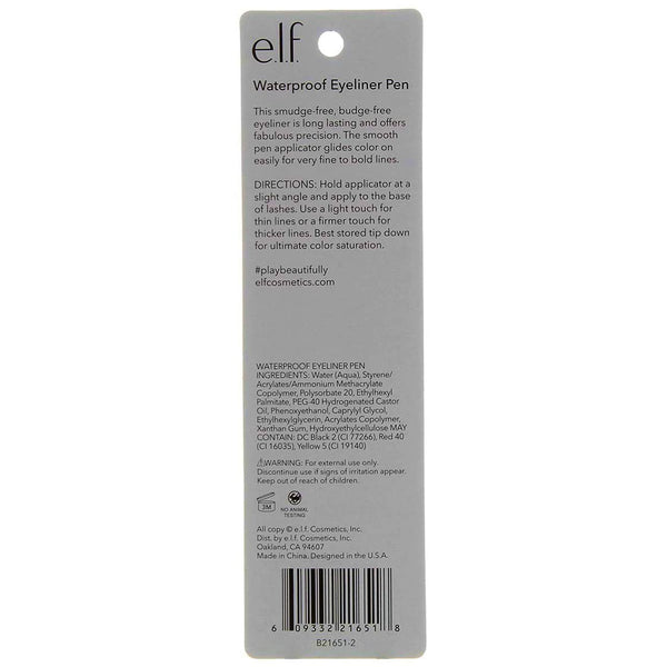 E.L.F. Eyeliner Pen with Felttip Applicator, Black, 0.05 Fl Oz