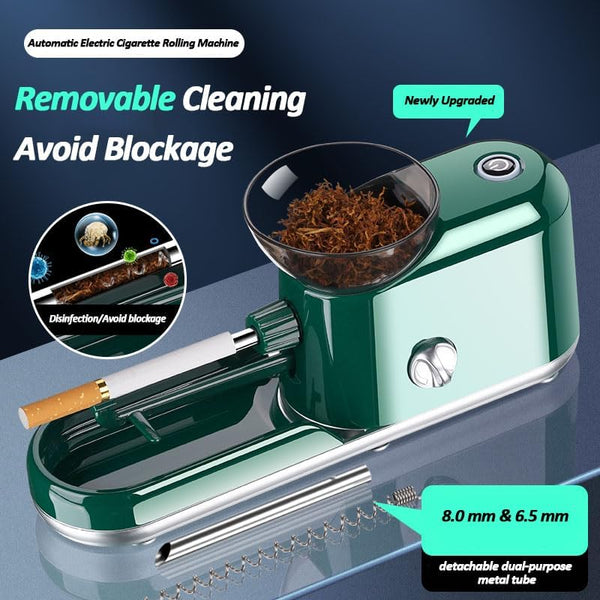 Electric Cigarette Rolling Machine Automatic Electric Cigarette Injector Machine Set with Metal Ashtray Cigarette Tips 3 in 1 Tubes for