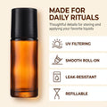 2Pcs Brown 30ml Glass Essential Oil Roller Bottles,Perfume Roller,Refillable Roll on Bottles Container Empty Deodorant Rollerball Beauty and