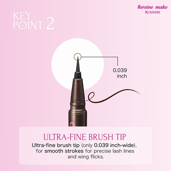 Heroine Make by KissMe Smooth Liquid Eyeliner | Waterproof Brown Black Liquid Eyeliner Pen | Smudge-Proof Formula for Long-Lasting Wear |
