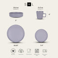 Stone Lain Cleo Stoneware 16-Piece Modern Dinnerware Set, Plates and Bowls, Light Gray, Service for 4, Microwave & Dishwasher Safe Dinnerware Set