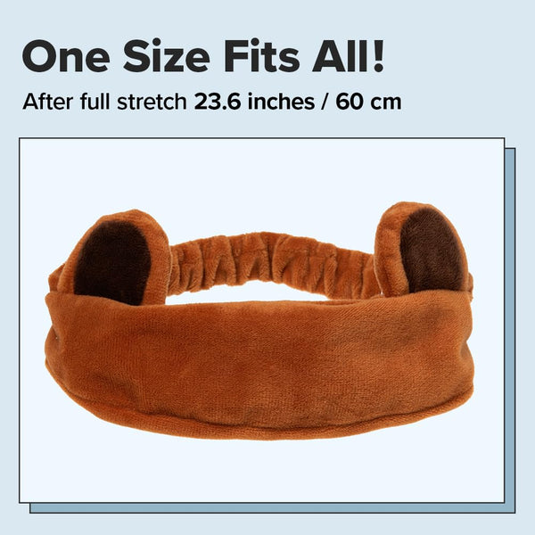 I DEW CARE Face Wash Headband - Brown Bear | Animal Head band for Face Washing & Skincare, Spa Day, Soft & Fuzzy, Cute for Makeup, Shower, Teen