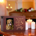 Pet Memorial Urns for Dog or Cat Ashes, Large Wooden Funeral Cremation Urns with Photo Frame, Keepsake Memory Box with Black Flannel Lining