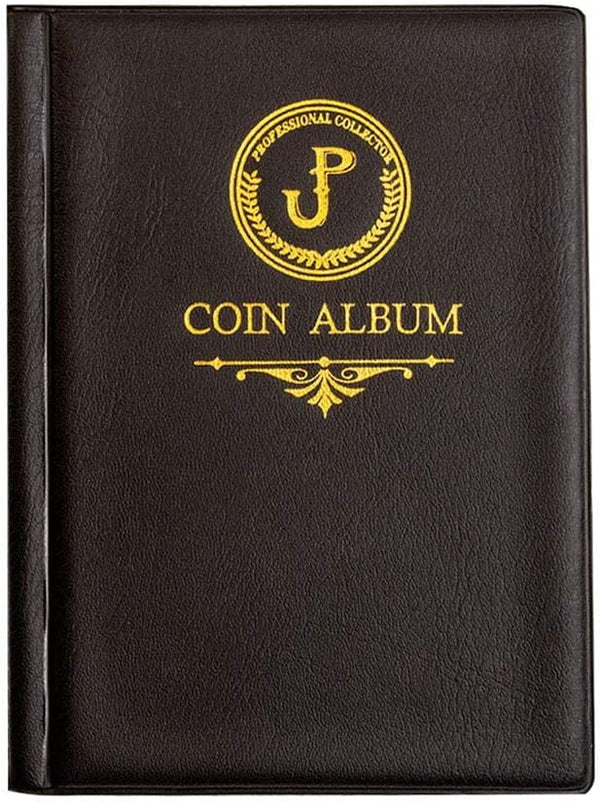 Uncle Paul Coin Album Coin Holder Coin Collection Book for Half Dollar/Small Dollar/50 Pence/Two pounds 60 Pockets Elegant Black 45 x 45 mm Pocket