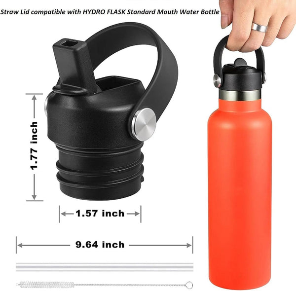 Replacement Straw Lid for Hydro Flask Standard Mouth 18-24 oz, BPA-Free Sport Cap with Soft Straw One-Hand Flip-Top for Sports/Hiking, Compatible