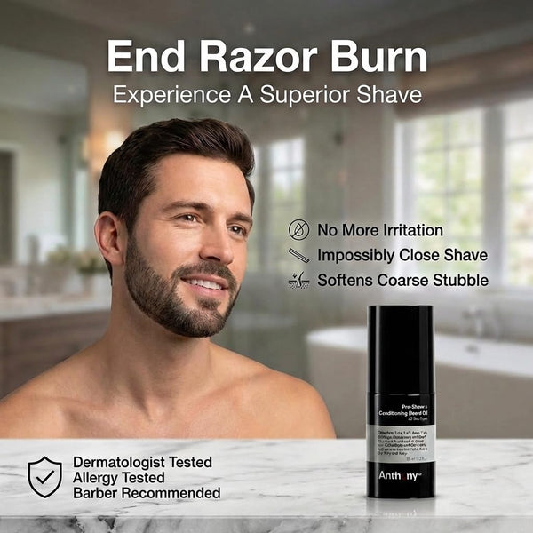 Anthony Pre-Shave and Conditioning Beard Oil, 2 Fl Oz, Contains Rosemary, Basil, Olive and Calendula Oils, Hydrates, Softens, Nourishes, and