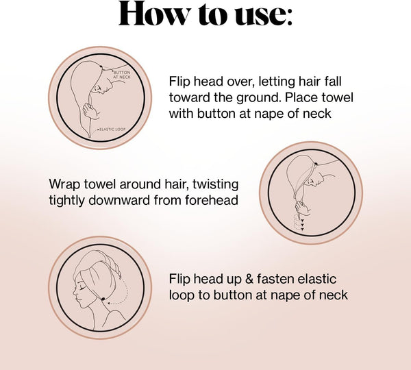 Kitsch Microfiber Hair Towel Wrap for Women - Microfiber Towel, Super Absorbent, Quick Dry, Anti-Frizz - for Long and Short Hairs, Turbans for