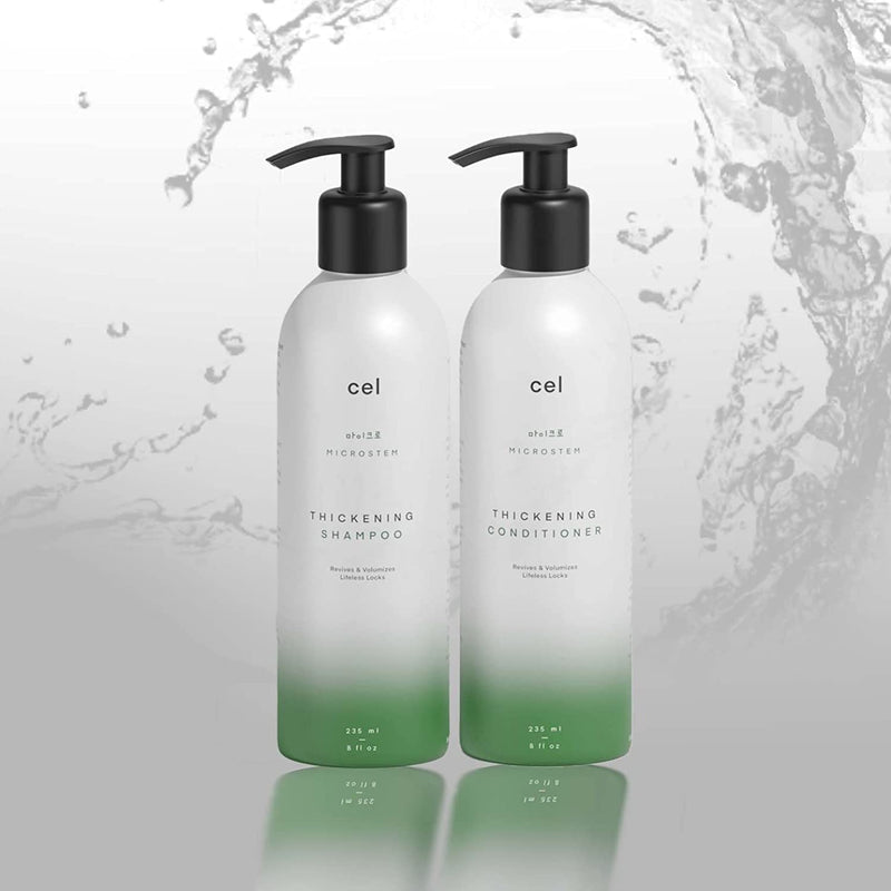 Cel Microstem Natural Hair Thickening Shampoo & Conditioner Set (2 x 8 fl oz) – Stem Cell Anti Thinning Shampoo – Professional Grade Biotin –