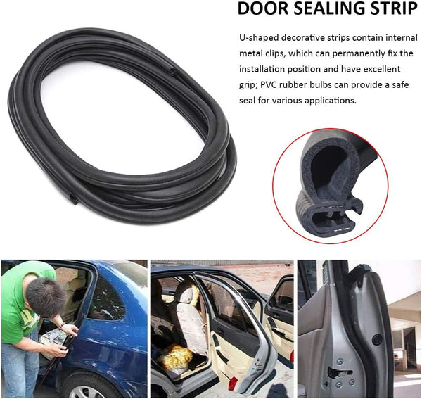 DGSL Car Weather Stripping, 20Ft Automotive Door Seal Strip with Side Bulb Rubber Seal for Cars, Boats, Trucks, RVs