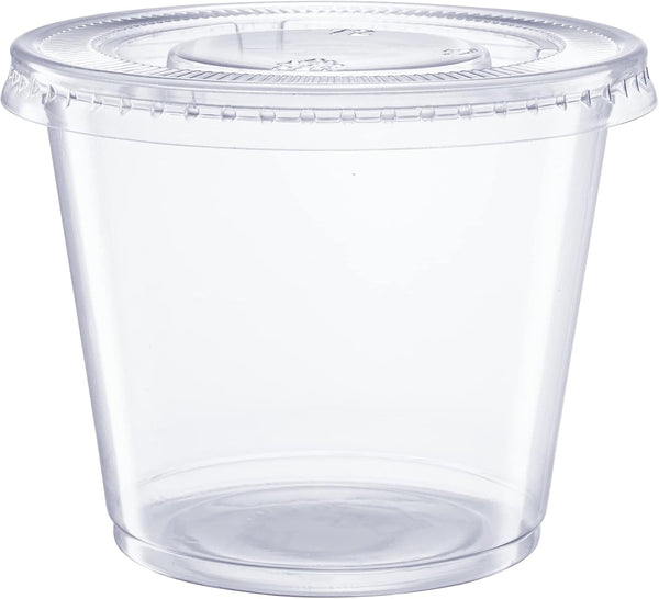 GUSTO 5.5 oz. Plastic Cups with Lids [200 Count] Desserts Containers | Leak-Proof, BPA-Free, Crack-Resistant, Stackable Storage, Soufflé,