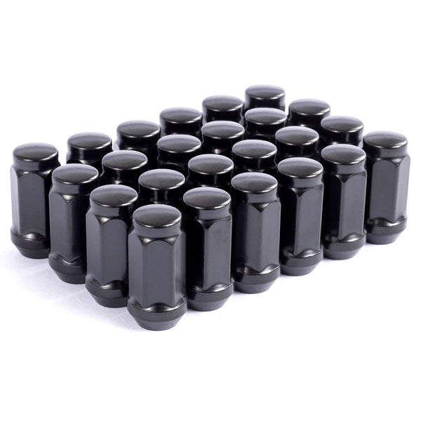 24pc Black M14x1.5 Wheel Lug Nuts, 1.8" Tall, Cone Seat, 19mm Hex | 14x1.5 Extended Lugnuts, Compatible with Chevy-GMC 6 Lug Aftermarket Wheels