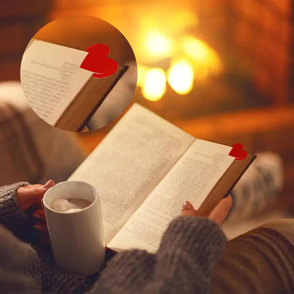 6 Pieces Leather Heart Bookmarks, Cute Corner Page Bookmark, Book Marks Reading Gifts for Women Teachers Students, Book Lovers Accessories for