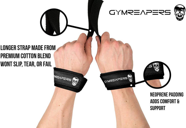 Gymreapers Lifting Wrist Straps for Weightlifting, Bodybuilding, Powerlifting, Strength Training, & Deadlifts - Padded Neoprene with 18 inch