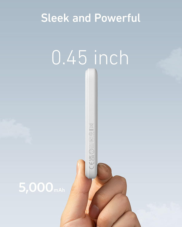 Anker 621 Magnetic Portable Charger (MagGo), 5,000mAh Wireless Power Bank with USB-C Cable, Magsafe-Compatible Battery Pack for iPhone