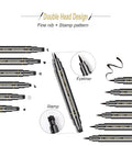6 Pcs Double-Headed Eyeliner Stamps Set Black Liquid Eye Liner Pen with Star,Moon,Heart,Flower,Smiley,Triangle Stamp Stencils Shapes for Women