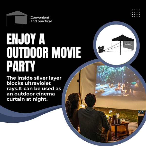 10x10 Pop Up Canopy Tent Sidewalls - Straight Leg Compatible, 300D Waterproof Polyester with 99% UV Protection, 3 Piece Black Wall Set Fit 10x10