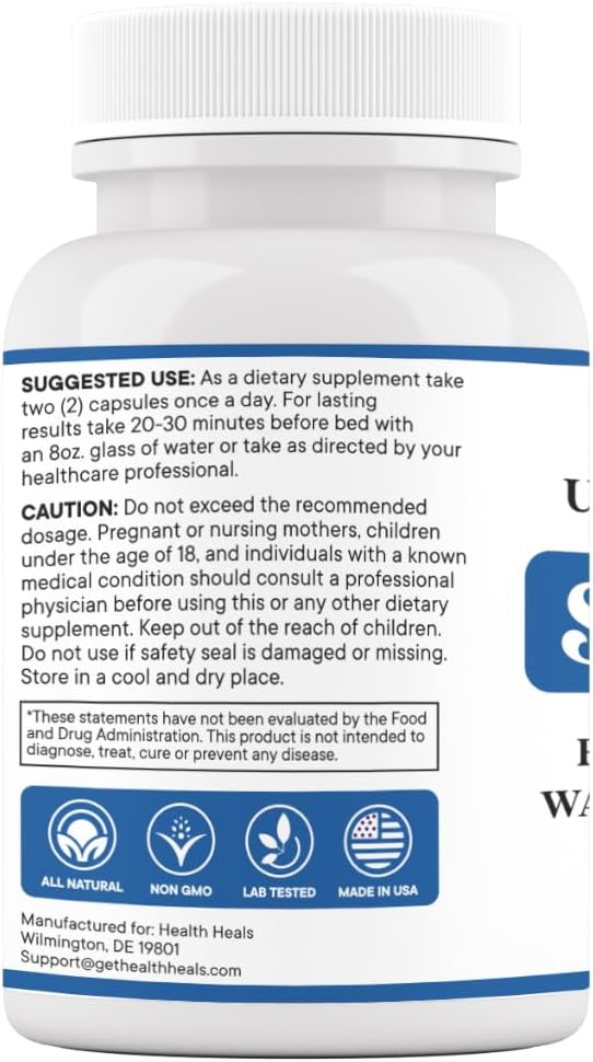 Relaxation Sleep Aid, Natural Non-Habit Forming, Sleep Supplement Developed to Support for Longer & Better Sleep, Chamomile, Magnesium, Melatonin,