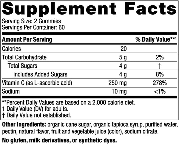 Nordic Naturals Vitamin C Gummies, Tart Tangerine - 120 Gummies - 250 Mg Vitamin C - Immune Support, Antioxidant Protection, Child Growth &