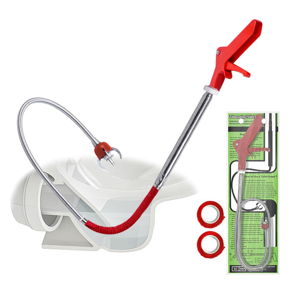 50 Inch Toilet Snake Drain Auger Cleaner Tool, Upgraded Grabber Unclogger Tool, Toilet Auger Clog Remover Tool, Stainless Steel Telescoping Rod