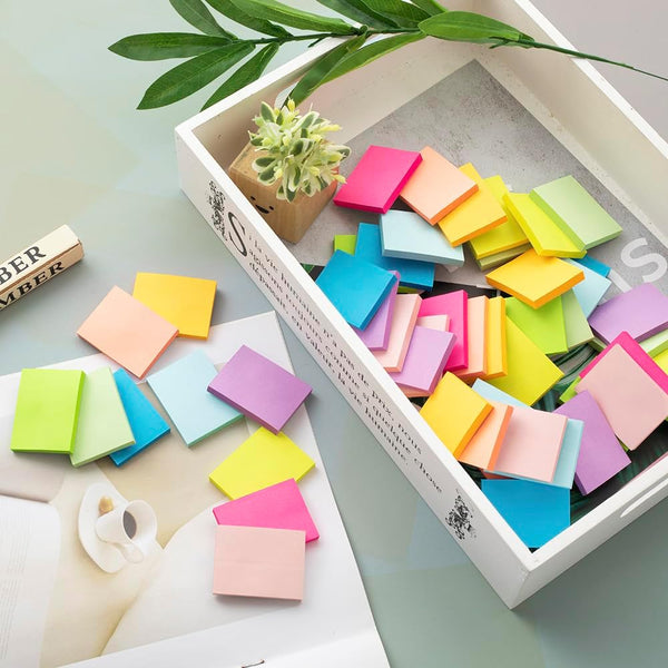 (50 Pads) Sticky Notes 1.5x2, 10 Colors Self Sticky Notes, Sticky Pads, Recyclable, Self-Stick Pads, Easy to Post for Home, Office, Notebook Bright