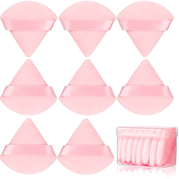 8 Pcs Cotton Powder Puff Face,Jassins Triangle Super Soft for Both Dry and Wet Makeup Setting/Concealer/Loose and Body Powder/Foundation/Blush