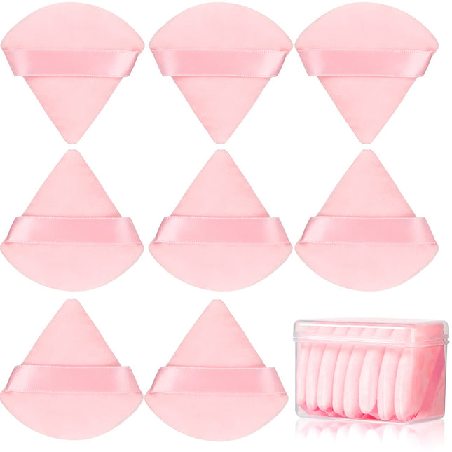 8 Pcs Cotton Powder Puff Face,Jassins Triangle Super Soft for Both Dry and Wet Makeup Setting/Concealer/Loose and Body P