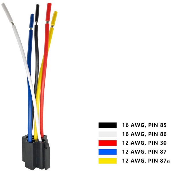 80/60Amp 12V 5-pin Relay Kit, SPDT 12-Volt Automotive Relay with Heavy-Duty Pigtail, 6-Pack 6 relays