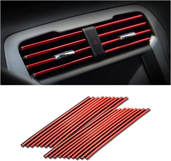 20 Pieces Car Air Conditioner Decoration Strip for Vent Outlet, Universal Waterproof Bendable Air Vent Outlet Trim Decoration, Suitable for Most