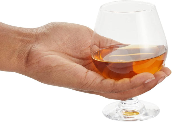 Juvale Cocktail Glasses - 13 Oz Clear Modern Short Stem, 4 Count, Lead-Free Crystal - Brandy Glasses & Cognac Balloon Snifters for Bourbon